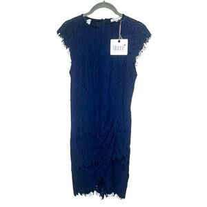 Hello Molly One In A Million Blue Crochet Lace Bodycon Mini Dress Womens Size 8